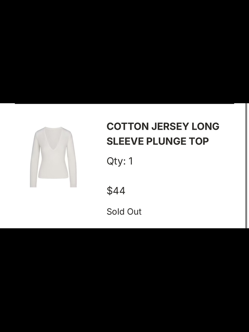 Skims Cotton Jersey Long Sleeve Plunge Top - White size s
